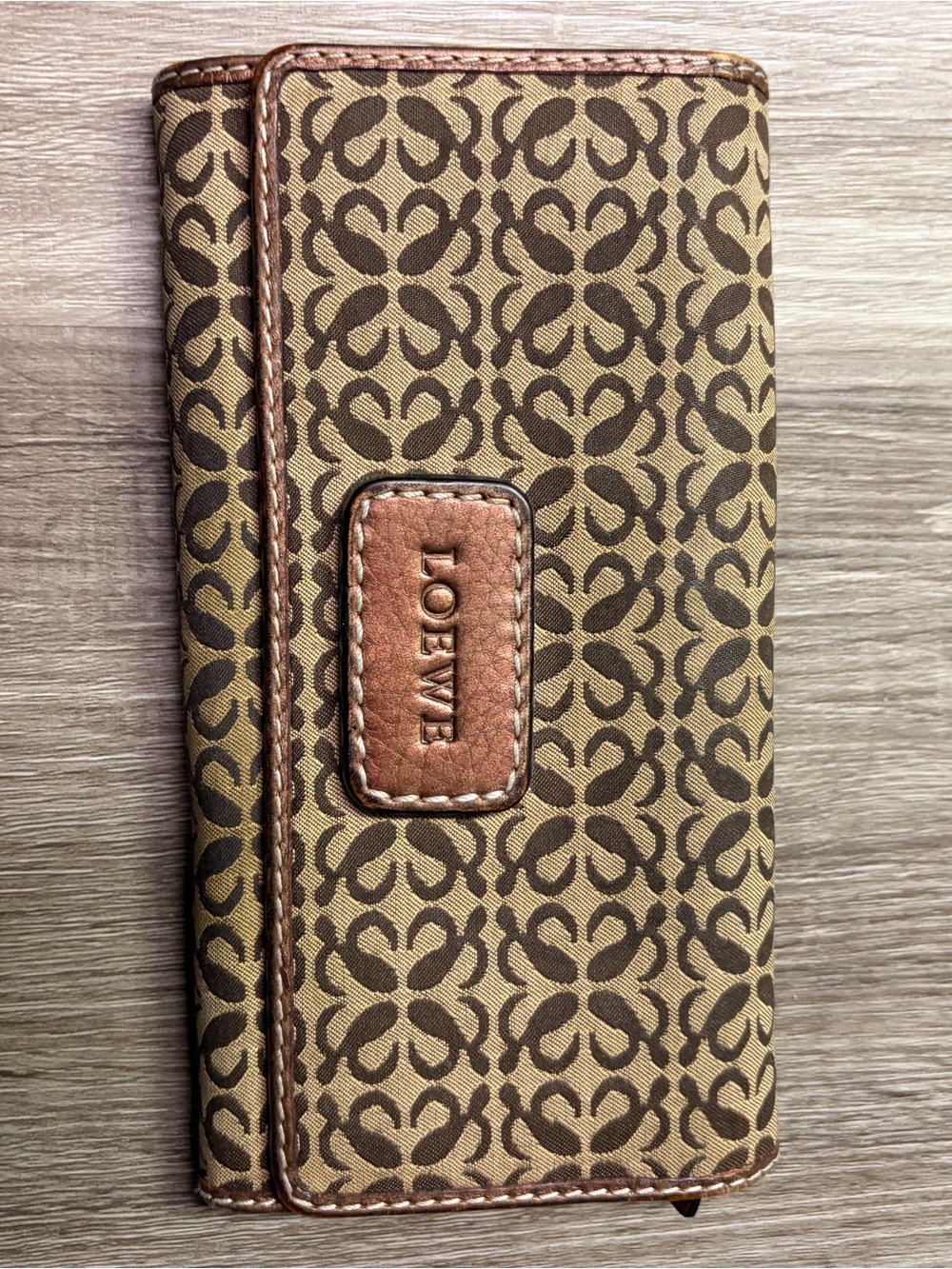 Loewe Tan and Dark Brown Signature Bifold Wallet